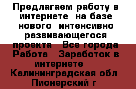 Предлагаем работу в интернете, на базе нового, интенсивно-развивающегося проекта - Все города Работа » Заработок в интернете   . Калининградская обл.,Пионерский г.